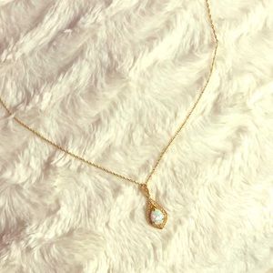 Opal Necklace with White Sapphire and Gold